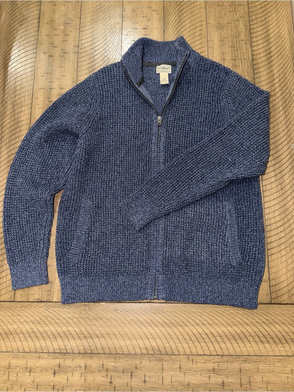 L.L. Bean Men's Full-Zip Textured Sweater - Navy Blue